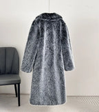 Damen Eleganter Pelzmantel mit großen Taschen EB