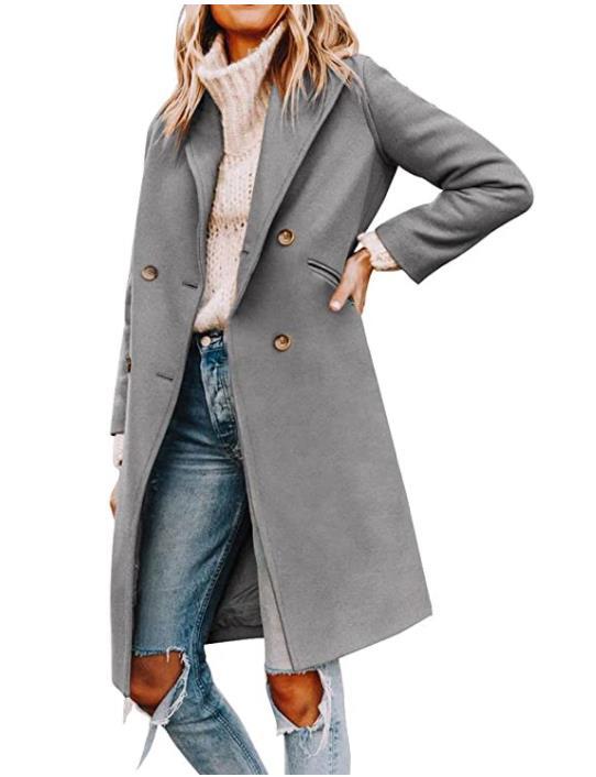 Damen eleganter und zugleich lässiger Mantel mit doppelter Knopfleiste EB