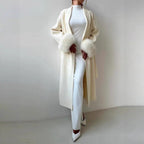 Damen eleganter, warmer Mantel mit luxuriösen Fellsärgen EB