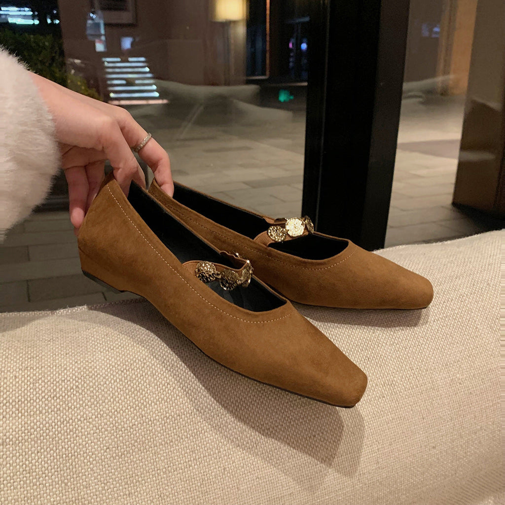 Damen Ballerina mit eleganten Metallic-Applikationen und bequemer Sohle EB