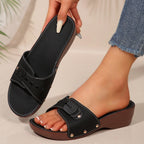 Damen Bequeme Pantoletten mit modischem Riemen und ergonomischer Sohle EB