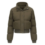 Damen cropped Steppjacke mit hohem Kragen und praktischen Druckknöpfen EB