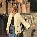 Damen gemütliche und stilvolle Jacke mit praktischen Taschen und Bindegürtel EB