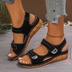 Damen Bequeme und elegante Wedge-Sandalen mit verstellbarem Riemen EB
