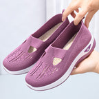 Damen Bequeme Slip-On Freizeitschuhe mit atmungsaktivem Strickoberteil EB