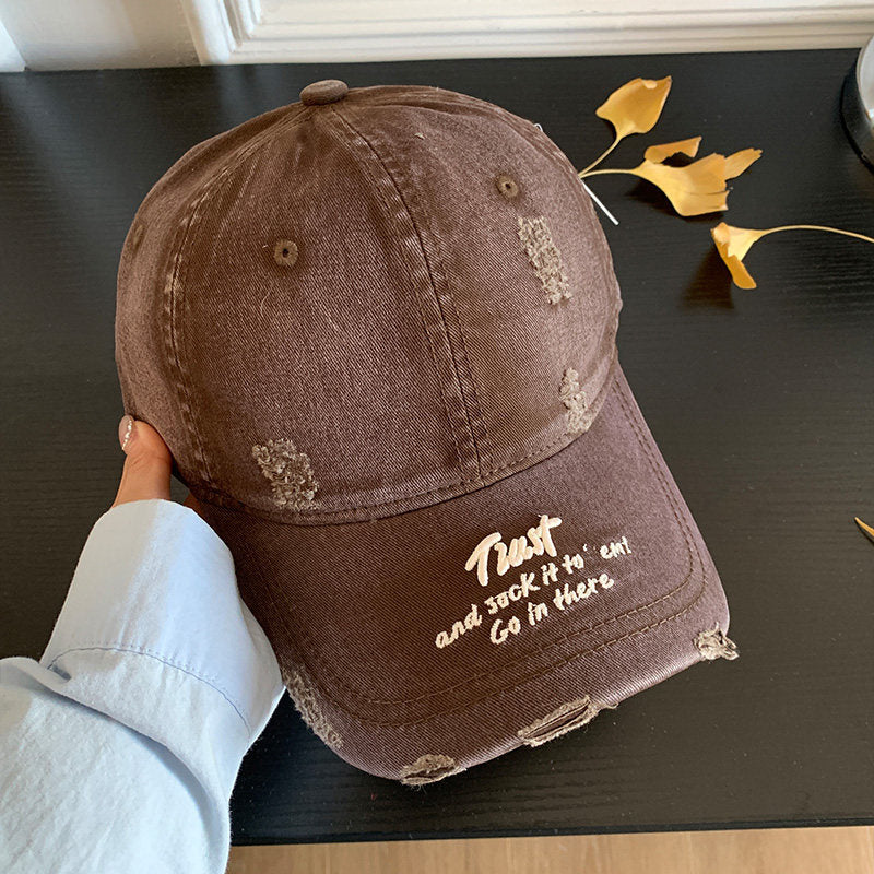 Baseballkappe aus Distressed-Denim