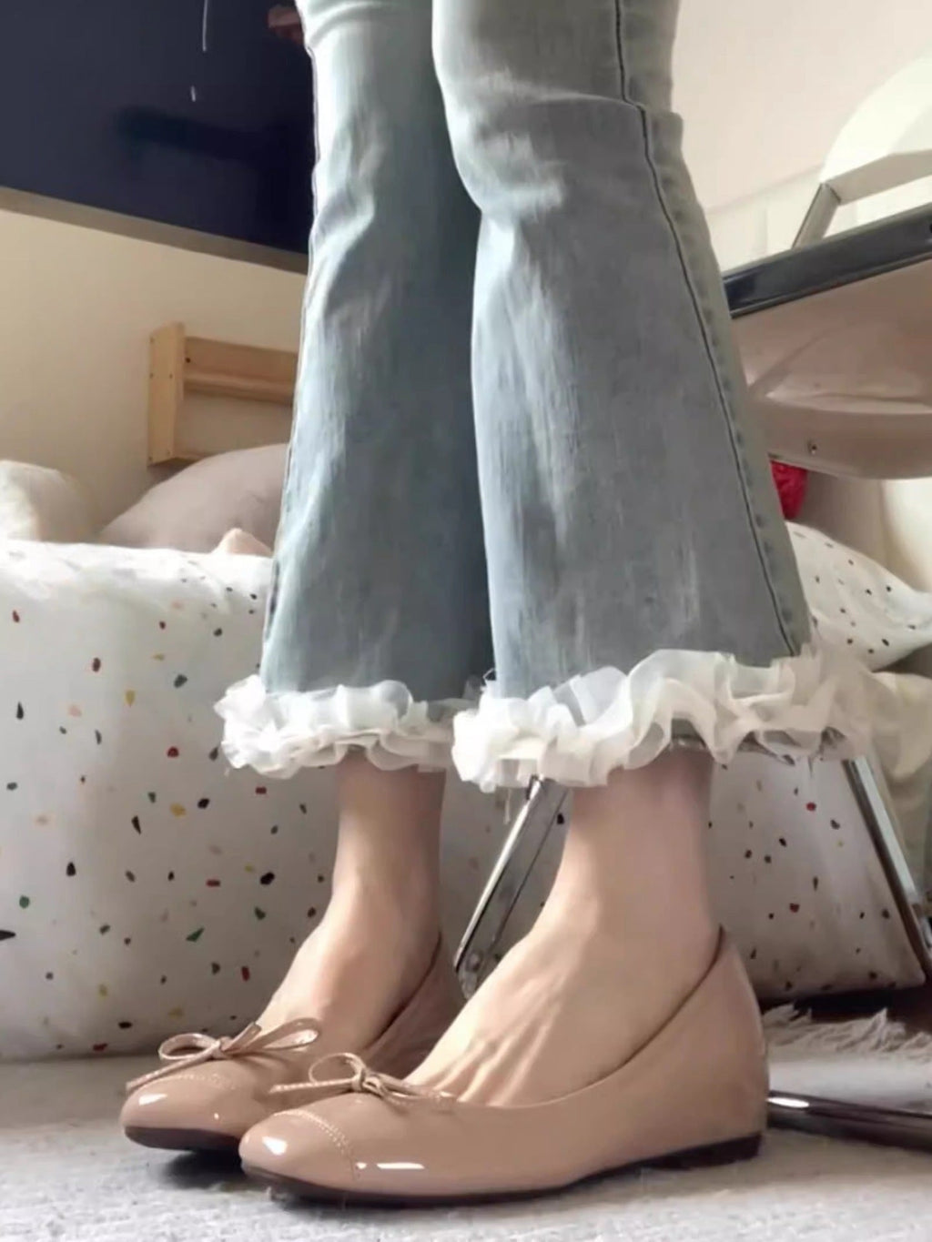 Damen Ballerinas mit verspieltem Schleifen-Design EB