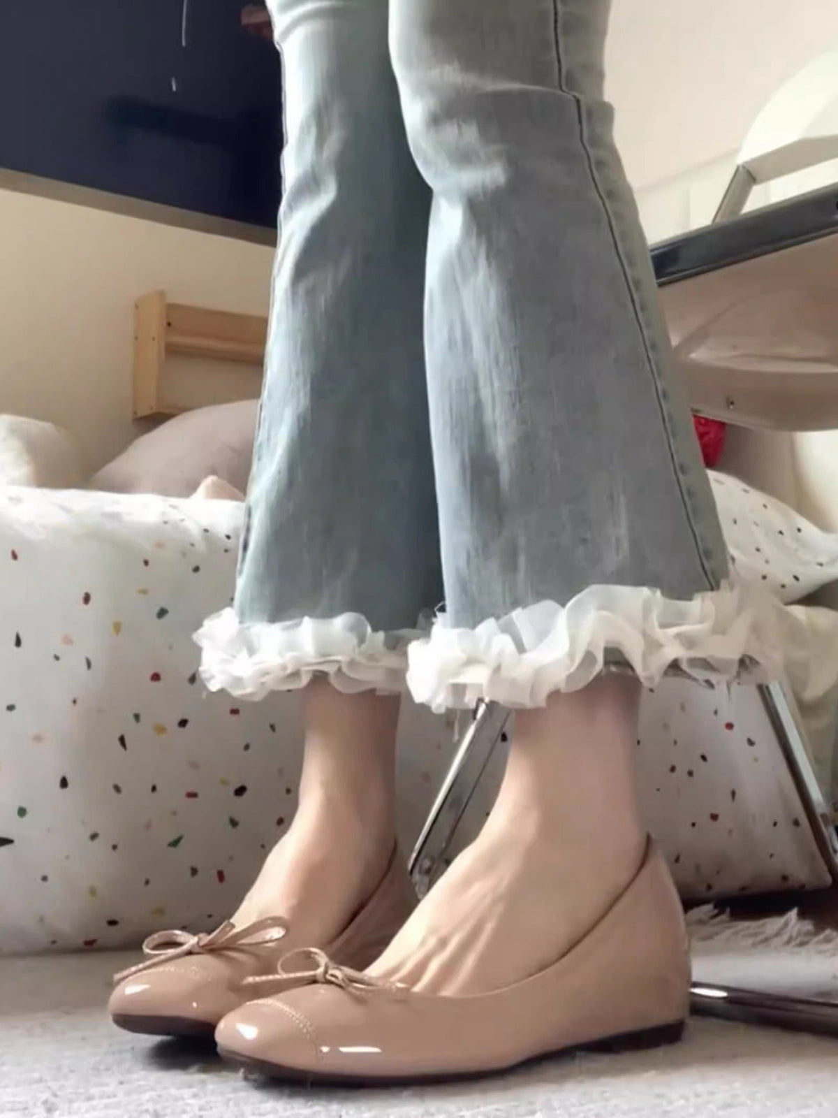 Damen Ballerinas mit verspieltem Schleifen-Design EB