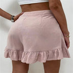 Damen Volant-Shorts mit elastischem Bund und seitlichen Taschen EB