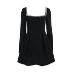 Damen Cocktailkleid mit Quadrat-Ausschnitt und eleganten Perlendetails EB