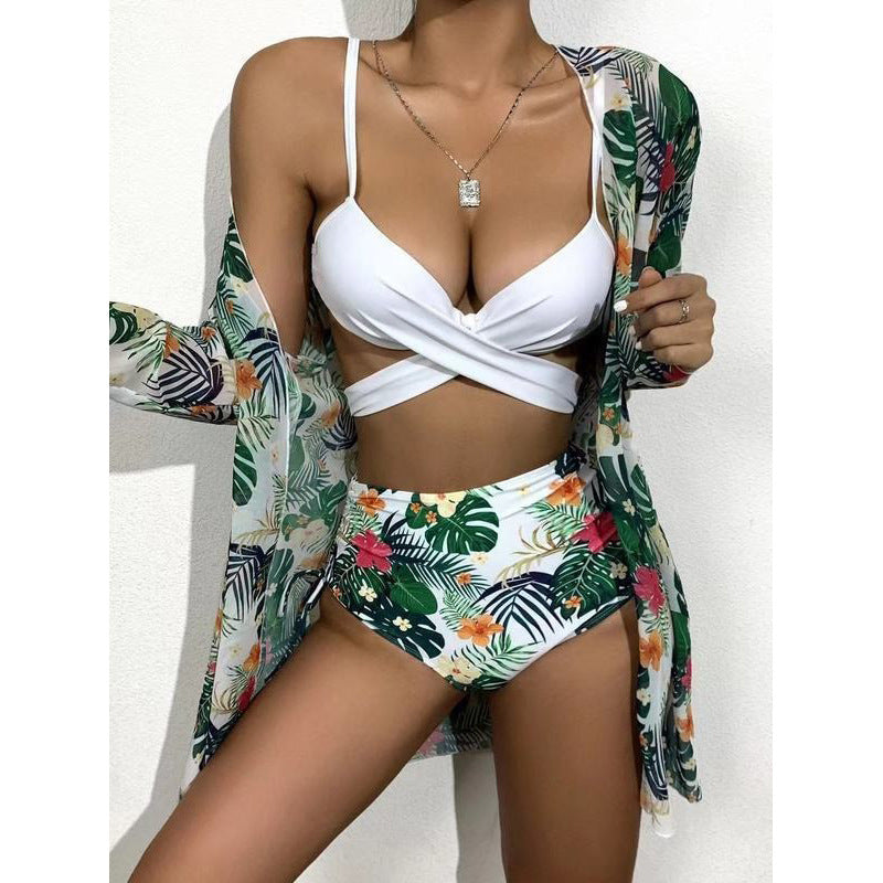 Damen Blütenmuster Strandkimono mit lässigem Schnitt EB