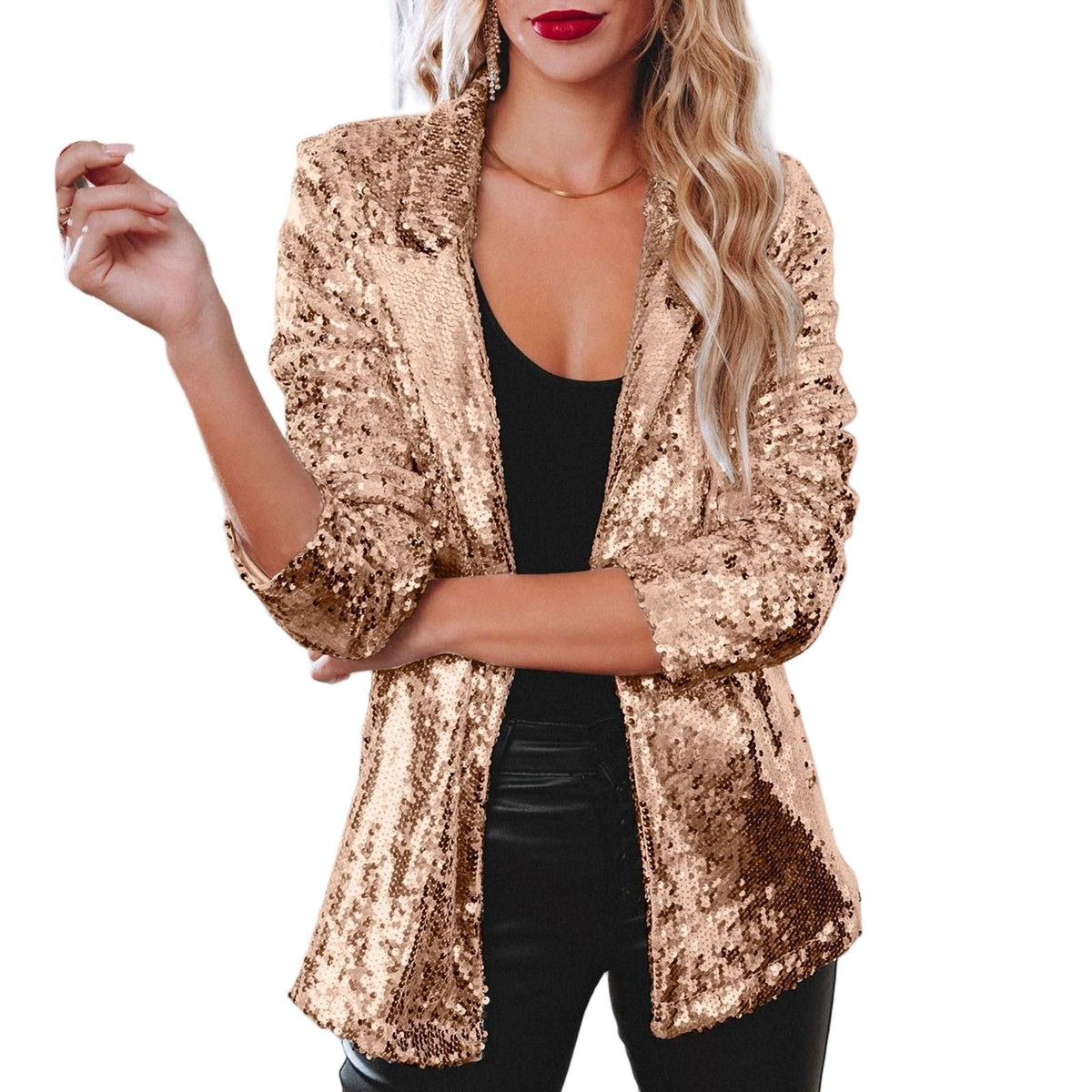 Damen Glitzerblazer mit schimmernden Pailletten und elegantem Schnitt EB