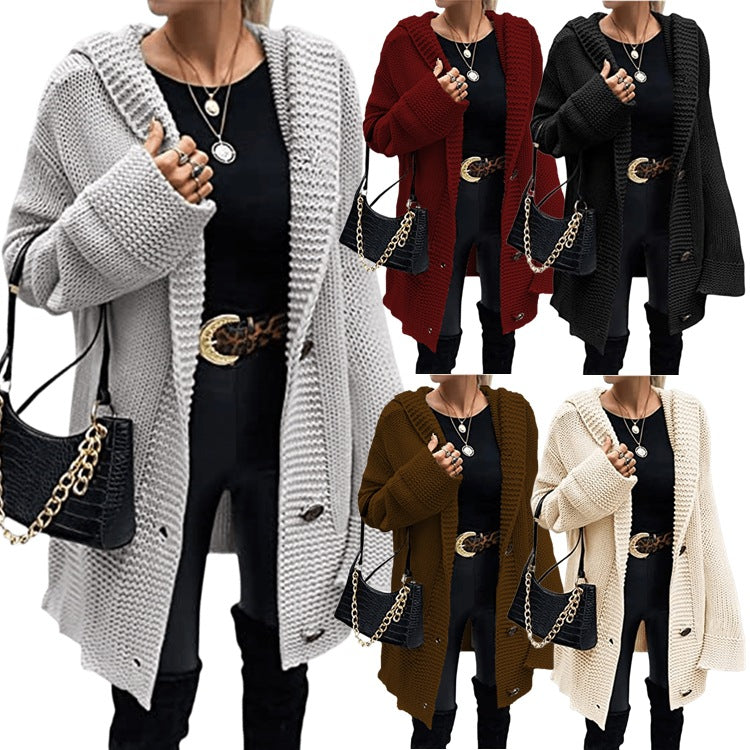 Damen Grober Strickcardigan mit weitem Schnitt und tiefen Taschen EB