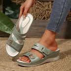 Damen bequeme Sandalen mit anatomischem Fußbett und verstellbarem Riemendesign EB