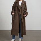 Damen eleganter und stylischer Trenchcoat mit taillierbarem Gürtel EB
