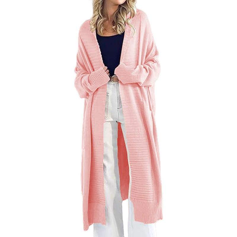 Damen leichter Strickmantel mit weit geschnittenen Ärmeln und praktischen Eingrifftaschen EB