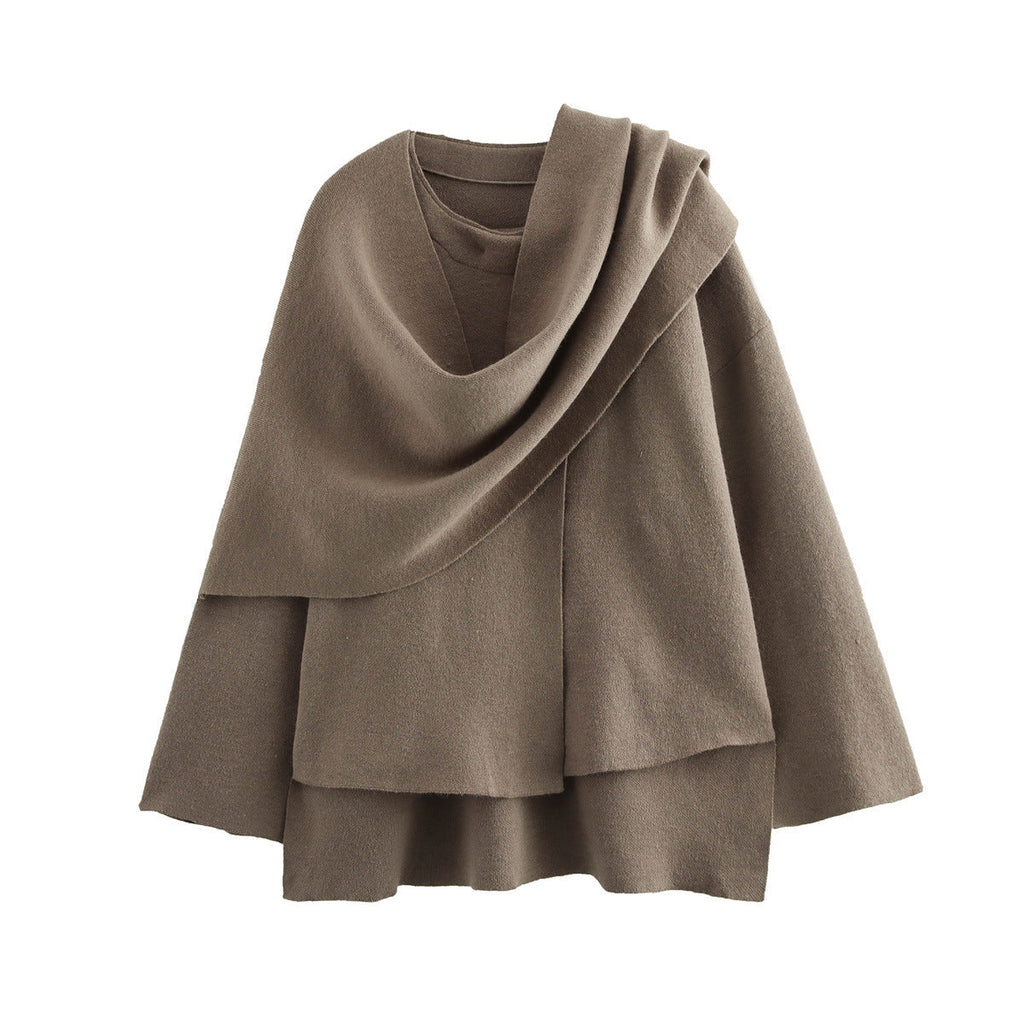 Damen asymmetrische ponchoartige Jacke aus weichem Material EB