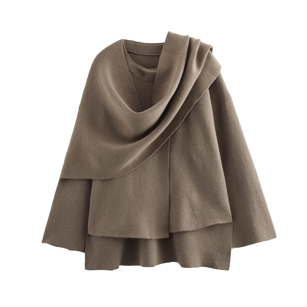 Damen asymmetrische ponchoartige Jacke aus weichem Material EB
