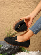 Damen bequeme Mokassins mit flexibler Sohle und eleganter Knoten-Applikation EB