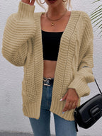 Damen Grobe Strickjacke mit offenem Schnitt und praktischen Taschen EB