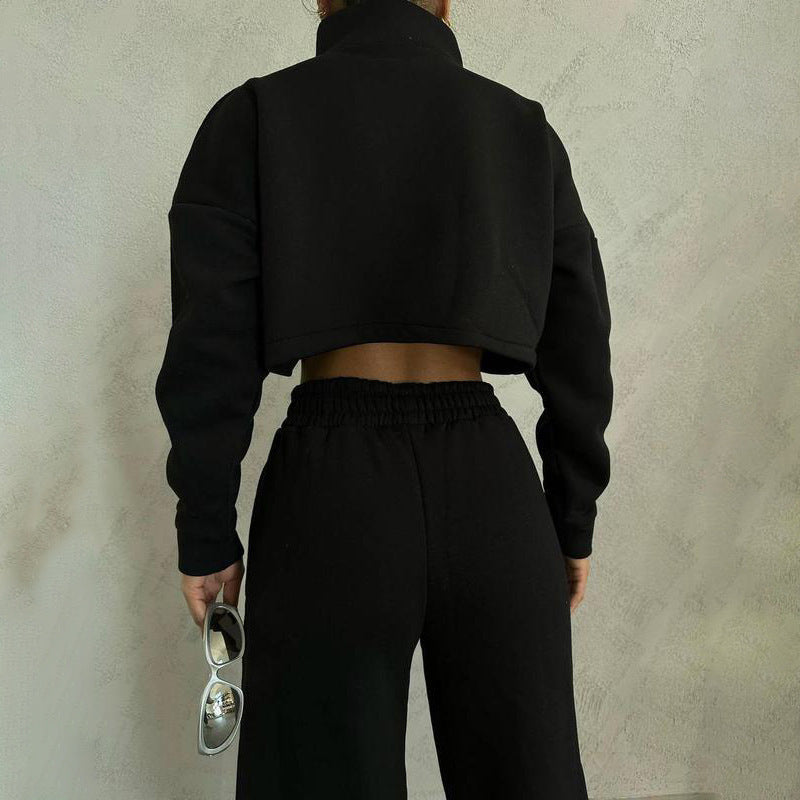 Damen Cropped Fleece-Jacke mit Reißverschluss EB