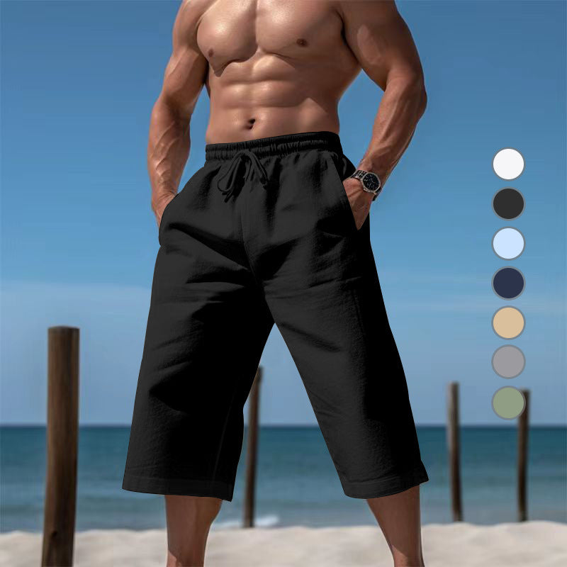 Lässige kniekurze Bermuda-Shorts für Herren mit elastischem Bund und Kordelzug