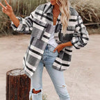 Damen Flanell Overshirt mit kariertem Muster und praktischen Brusttaschen EB