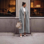 Damen Eleganter und warmer Wollmantel mit schmalem Schnitt EB