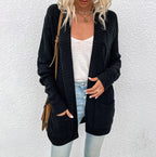 Damen Grobstrick-Cardigan mit großen Taschen und strukturiertem Design EB