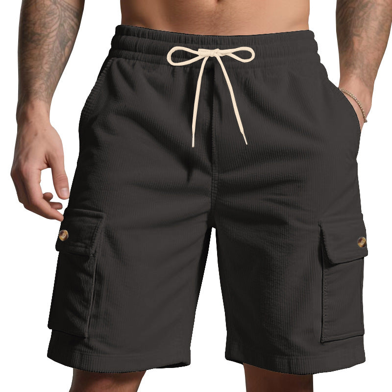 Herren-Cordshorts mit Cargo-Taschen und Kordelzug