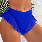 Damen High-Waist Badeshorts mit Rüschendetails