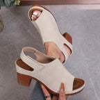 Damen Clogs mit elegantem offenes Design und komfortablem Blockabsatz EB
