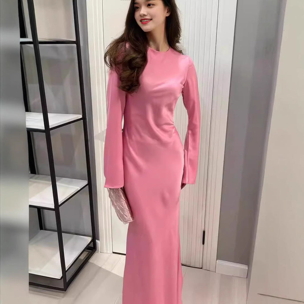 Damen Elegantes Maxikleid mit schmeichelndem Schnitt und ausgestellten Ärmeln EB