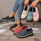 Damen Bequeme Mokassins mit robustem Profil und elastischem Riemendesign EB