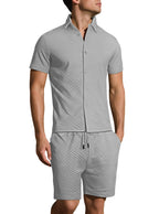 Kurzarm-Hemd und Bermudashorts Set mit Webstruktur