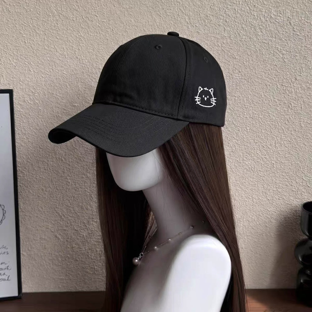Bestickte Baseballkappe mit Katzenmotiv