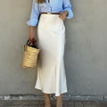 Damen Eleganter Satinrock mit schmalem Schnitt und Schlitz EB