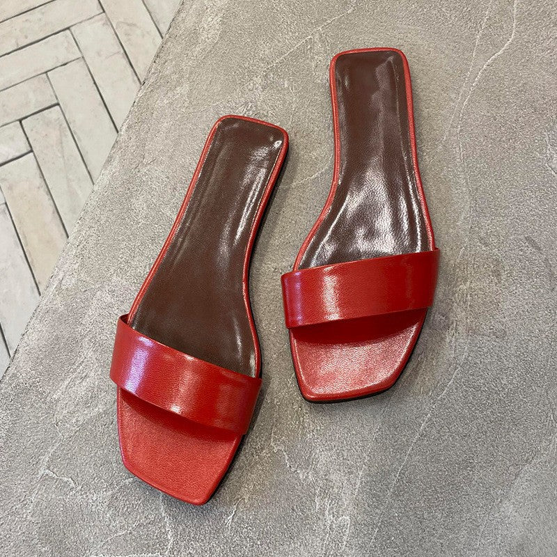 Damen elegante Badesandalen mit breitem Riemendesign und weicher Sohle EB