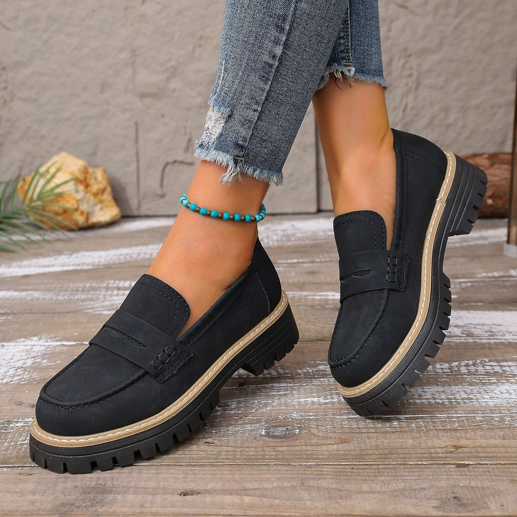 Damen Bequeme Mokassins mit robustem Profil und elastischem Riemendesign EB