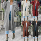 Damen Langer Strickmantel mit offener Front und lässigem Schnitt EB