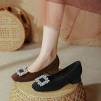 Damen Ballerinas mit funkelndem Kristallschmuck EB