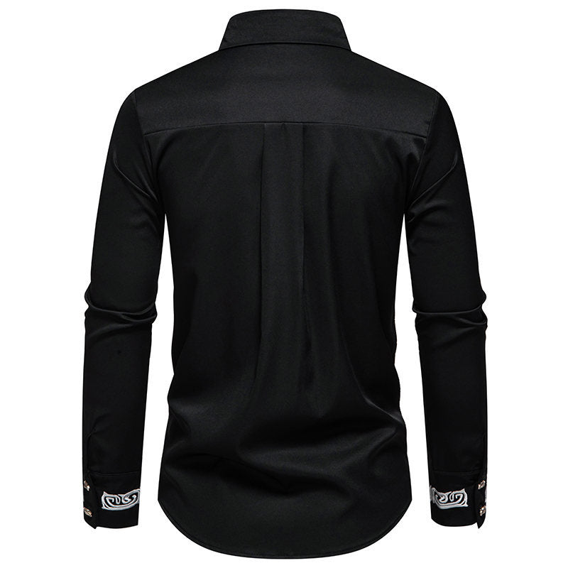 Herren elegante Langarmhemd mit kunstvollem Kragen EB