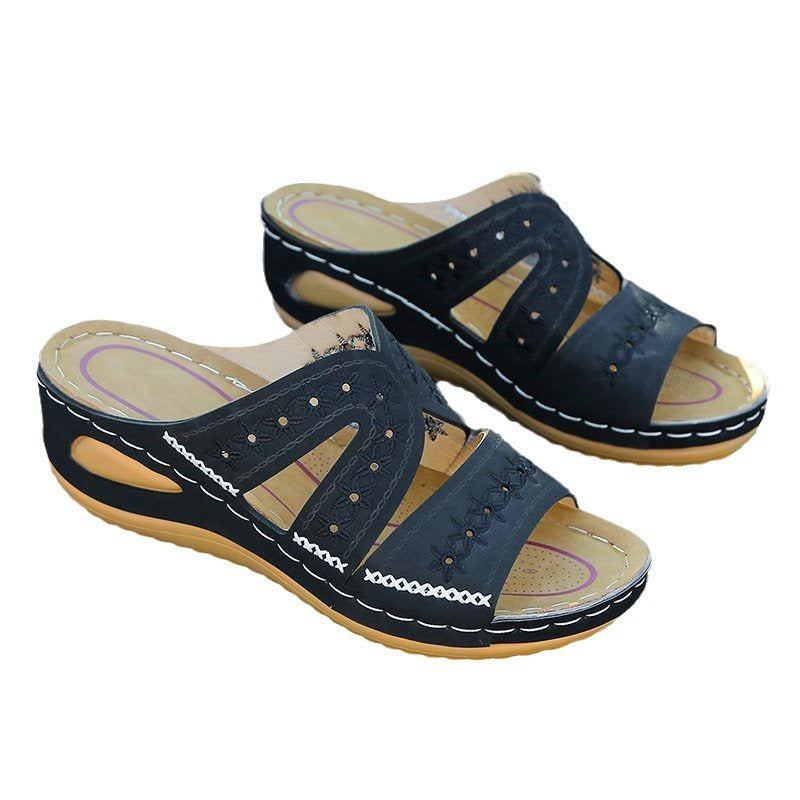 Damen bequeme Sandalen mit ergonomischer Fußbett und modischem Blumenmuster EB