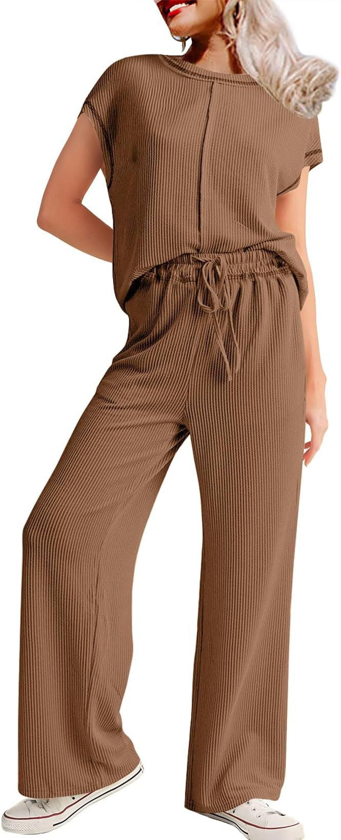 Damen lässiges Jumpsuit mit weit geschnittenem Bein und elastischem Bund EB