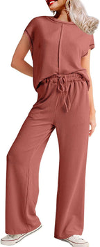 Damen lässiges Jumpsuit mit weit geschnittenem Bein und elastischem Bund EB