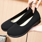 Damen Bequeme Strick-Ballerinas mit elastischem Einstieg EB