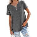 Damen hochwertiges T-Shirt mit Knopfdetail und lockerem Schnitt EB