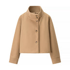 Damen elegante Kurzjacke mit hohem Kragen und dekorativen Knöpfen EB