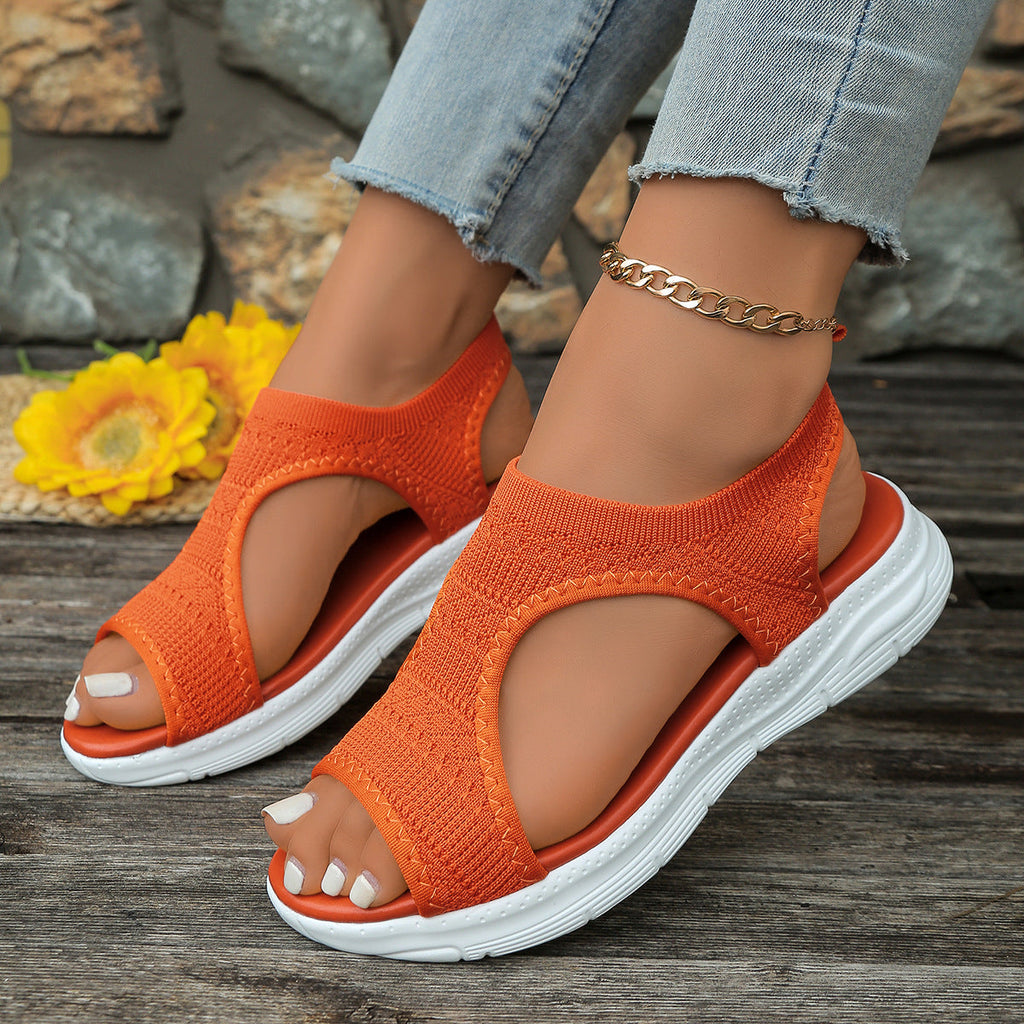 Damen Atmungsaktive Sandalen mit flexiblem Fußbett und modischen Cut-Outs EB