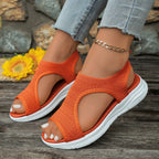 Damen Atmungsaktive Sandalen mit flexiblem Fußbett und modischen Cut-Outs EB